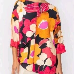 NWT IC Collection by Connie K Asymmetrical Floral Tunic Size Medium Retails
